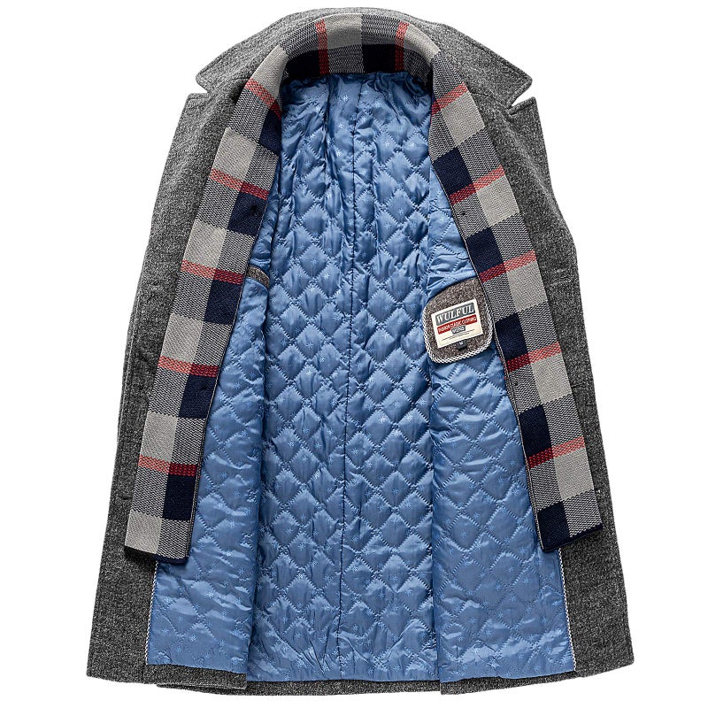 WULFUL Menâ€™s Wool Blend Winter Coat Slim Fit Short Trenchcoat Warm Business Jacket with Detachable Soft Wool Scarf - Image 2